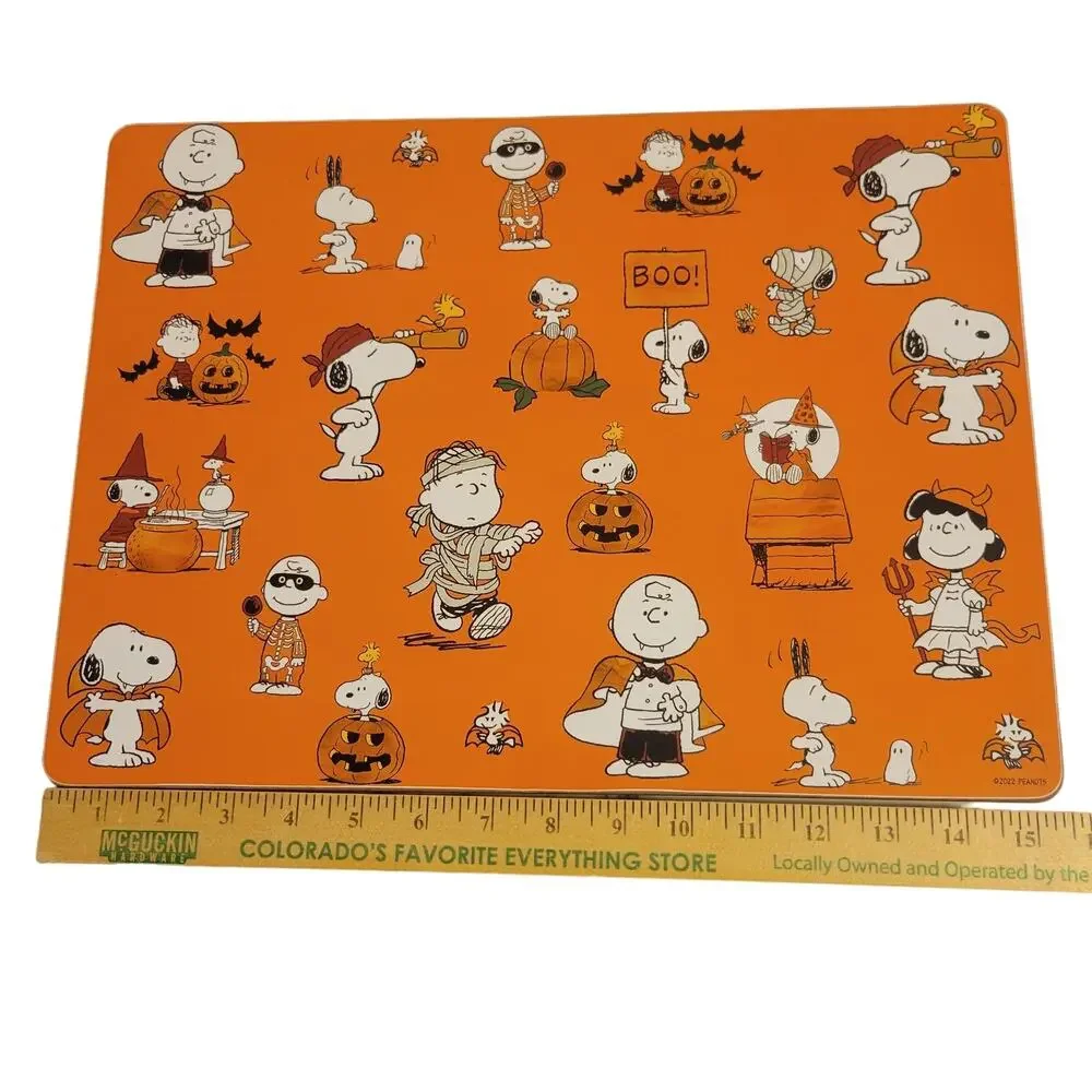 Pottery Barn Peanuts Halloween Snoopy Cork Placemats (Set 4) New Orange Retired